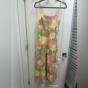 NWT Floral Maxi Dress in Pink, Green, and Yellow